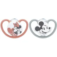 זוג מוצצים 6-18 חודשים Nuk Space Mickey/Minnie Mouse - צבע אדום / אפור
