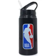 בקבוק שתיה אלומיניום עם קשית 500 מ''ל מבית NBA - צבע שחור עם לוגו