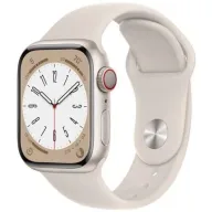 מציאון ועודפים - שעון חכם Apple Watch 41mm Series 8 GPS + Cellular צבע שעון Starlight Aluminum Case צבע רצועה Starlight Sport Band