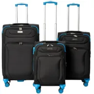 סט מזוודות בד 20+24+28 אינץ' דגם Napolitano מבית Camel Mountain - צבע שחור וכחול