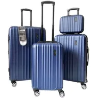 סט 4 מזוודות קשיחות ''20''24''28 + תיק איפור Lisbon מבית Renato Rossi - צבע כחול