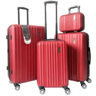 סט 4 מזוודות קשיחות ''20''24''28 + תיק איפור Lisbon מבית Renato Rossi - צבע אדום