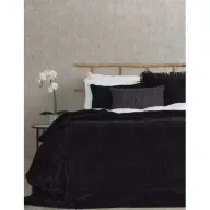 כיסוי קטיפתי מיטה זוגית 220x200 ס''מ דגם Manali מבית ערד טקסטיל - צבע שחור