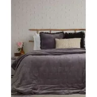 כיסוי קטיפתי מיטה זוגית 220x200 ס''מ דגם Manali מבית ערד טקסטיל - צבע אפור