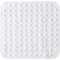 שטיחון למקלחון PVC למניעת החלקה דגם נקודות מבית Aquila - צבע לבן, מידה 53x53 ס״מ