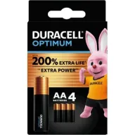 4 סוללות AA לא נטענות Duracell Optimum