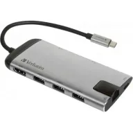 מפצל USB-C לחיבורי Verbatim USB 3.0 HDMI 4K Ethernet SD MicroSD USB-C