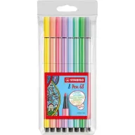 חבילת טושים 8 צבעי פסטל STABILO Pen 68