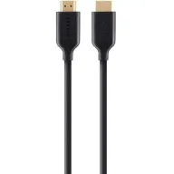 כבל HDMI ל-HDMI עם Ethernet מהיר מצופה זהב מבית Belkin - אורך 2 מטר - צבע שחור