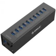 מפצל אלומיניום 10 חיבורי USB 3.0 עם כבל USB 3.0 באורך מטר ORICO A3H10-V1-EU-BK צבע שחור