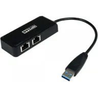 מתאם רשת מחיבור USB 3.0 ל-2 חיבורי רשת STLab U-990 10/100/1000Mbps