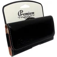 כיסוי חגורה אוניברסלי אופקי לסמארטפונים עד 6.3 אינטש Premium Leather - צבע שחור