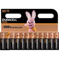 12 סוללות AA לא נטענות Duracell Plus Power