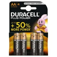 4 סוללות AA לא נטענות Duracell Plus Power