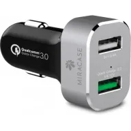 מטען USB כפול לרכב Miracase 2.4A Qualcomm Quick 3.0 צבע שחור
