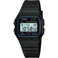 שעון יד דיגיטלי קלאסי עם רצועת סיליקון שחורה Casio F-91W-1DG - שחור