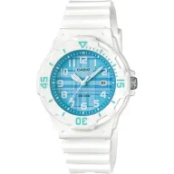 שעון יד אנלוגי לנשים עם רצועת סיליקון לבנה Casio LRW-200H-2CVDF - לבן / כחול