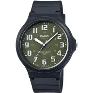 שעון יד אנלוגי יוניסקס עם רצועת סיליקון שחורה Casio MW-240-3BVDF - ירוק