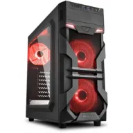 מארז מחשב ללא ספק Sharkoon VG7-W Window ATX - צבע שחור LED אדום