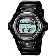 שעון יד דיגיטלי עם רצועת סיליקון שחורה Casio Baby-G BG169R-1 - כסוף