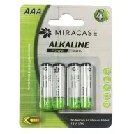 4 סוללות AAA לא נטענות Miracase 1.5V LR03 Alkaline
