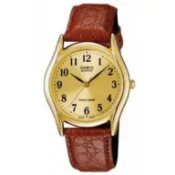 שעון יד אנלוגי לגברים Casio MTP-1094Q-9B - צבע זהב רצועה חומה