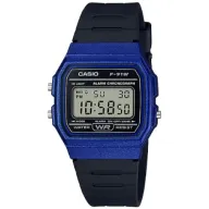 שעון יד דיגיטלי קלאסי עם רצועת סיליקון שחורה Casio F-91WM-2ADF - כחול 