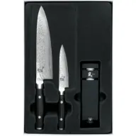 סט סכין שף + סכין מטבח + משחיז סכינים Yaxell Ran 36000-003
