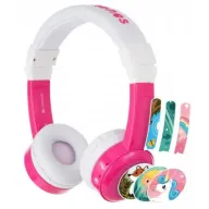 אוזניות לילדים מתקפלות עם הגבלת ווליום BuddyPhones InFlight - צבע ורוד