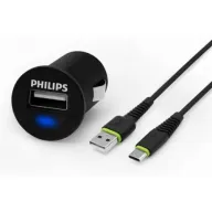 מטען אוניברסלי USB לרכב עם כבל Philips 2.1A DLP2520C/97 Type-C