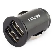 מטען אוניברסלי לרכב בעל 2 יציאות Philips 2.4A DLP2554 USB