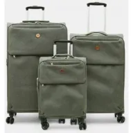 סט 3 מזוודות מבד Travel Club - צבע אפור כהה