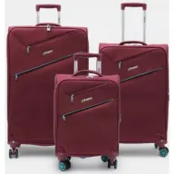 סט 3 מזוודות קלות מבד 20+24+28 American Travel  - צבע אדום/טורקיז