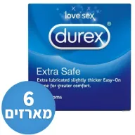 קונדומים Durex Extra Safe - סך הכל 6 מארזים, 3 יחידות בכל מארז, סך הכל 18 יחידות