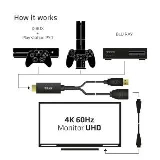 image #2 of כבל מחיבור HDMI 2.0 זכר לחיבור Club3D CAC-1331 DisplayPort 1.2 Female 4K60Hz 