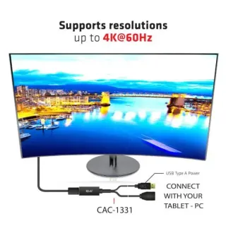 image #3 of כבל מחיבור HDMI 2.0 זכר לחיבור Club3D CAC-1331 DisplayPort 1.2 Female 4K60Hz 