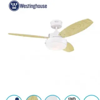 image #3 of מאוורר תקרה 42 אינטש Westinghouse Alloy  - גוף לבן, 3 כנפיים מתהפכות בצבע לבן / מייפל - לא כולל שלט רחוק