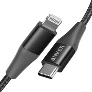 image #0 of כבל סנכרון וטעינה Anker PowerLine II בחיבור USB Type-C לחיבור Lightning באורך 0.9 מטר - צבע שחור