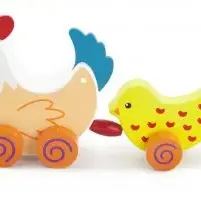 image #0 of צעצוע משיכה מבית Viga - תרנגולת ואפרוחים