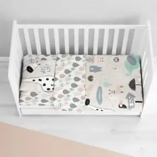 image #2 of זוג סדיני כותנה אורגנית למיטת תינוק ספארי Safari בגודל 70X140 מבית Vardinon 