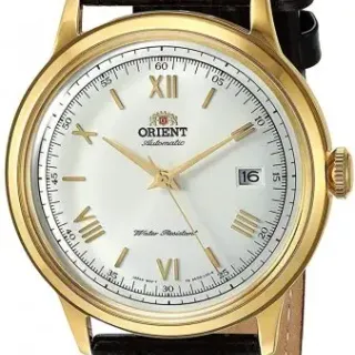 image #0 of שעון יד אנלוגי אוטומטי לגברים Orient 2nd Gen Bambino Version II FAC00007W0 - צבע זהב עם רצועת עור חומה
