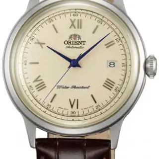 image #0 of שעון יד אנלוגי אוטומטי לגברים Orient 2nd Gen Bambino Version II FAC00009N0 - צבע כסוף עם רצועת עור חומה