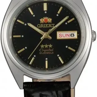 image #0 of שעון יד אנלוגי אוטומטי יוניסקס Orient Tri Star FAB0000JB9 - צבע כסוף עם רצועת עור שחורה