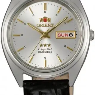image #0 of שעון יד אנלוגי אוטומטי יוניסקס Orient Tri Star FAB0000JW9 - צבע כסוף עם רצועת עור שחורה