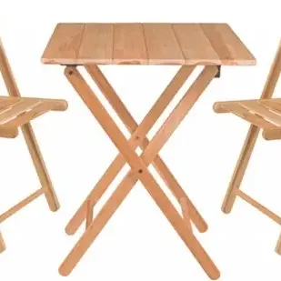 image #0 of סט פינת ישיבה לגינה - 2 כסאות ושולחן Tramontina Teak Wood - צבע עץ טיק טבעי
