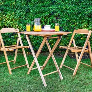 image #2 of סט פינת ישיבה לגינה - 2 כסאות ושולחן Tramontina Teak Wood - צבע עץ טיק טבעי