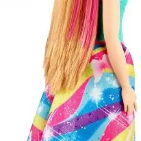 image #1 of ברבי דרימטופה - ברבי נסיכה עם פסים ורודים בשיער מבית Mattel