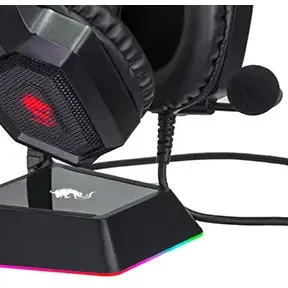 image #1 of מעמד לאוזניות עם תאורת RGB ומפצל חיבורי Dragon Gaming GPDRA-HSS - USB - צבע שחור