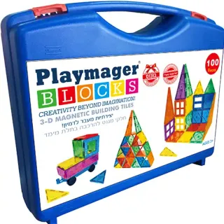 image #0 of מציאון ועודפים - חלקי מגנט להרכבה בתלת מימד 100 חלקים במזוודה יוקרתית Playmager 