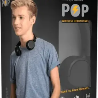 image #1 of אוזניות Bluetooth אלחוטיות ומתקפלות לילדים עם הגבלת ווליום BuddyPhones Pop - צבע שחור